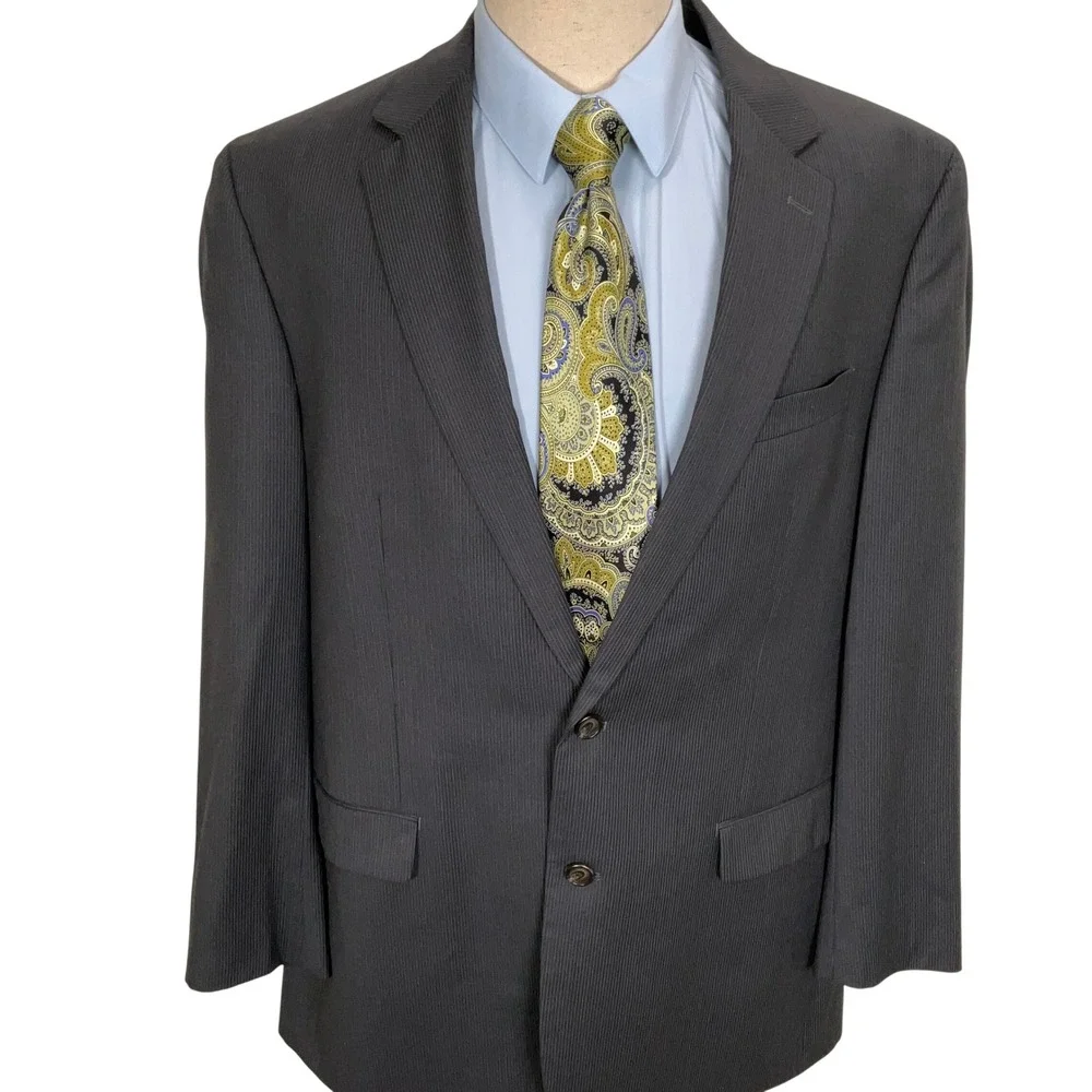 Ralph Ralph Lauren Blazer Men 46L Gray‎ Pinstripe Classic  Wool Suit Jacket